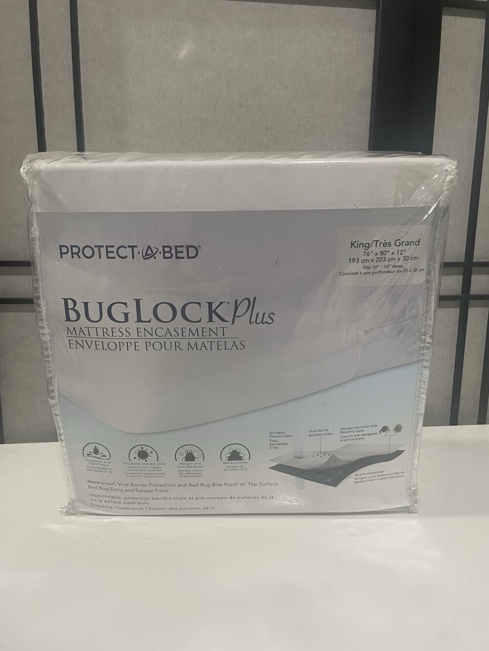 NEW Protect a Bed Waterproof Mattress Encasement Bug Lock Plus King Fits 10"-14"